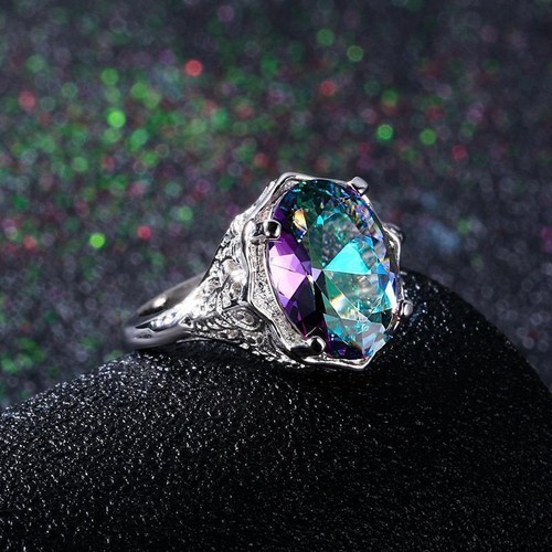Topaz mystic 925 silver ring - topaz,